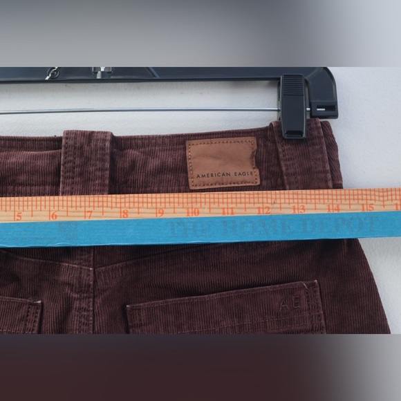 AMERICAN EAGLE WOMEN'S SUPER HIGH RISE A LINE CORDUROY MINISKIRT SZ 0 Y2K BROWN - Picture 12 of 12